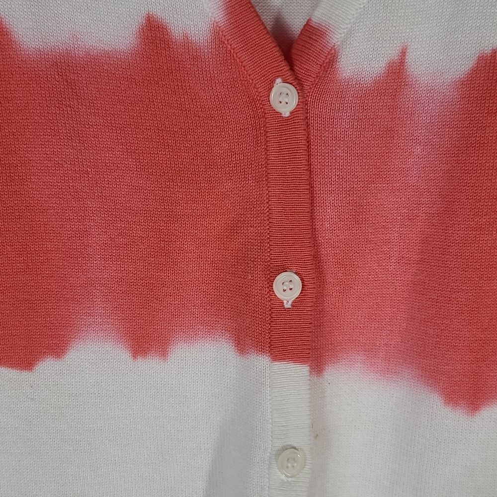 AB Studio Coral Striped Button Down Cardigan - Picture 5 of 7